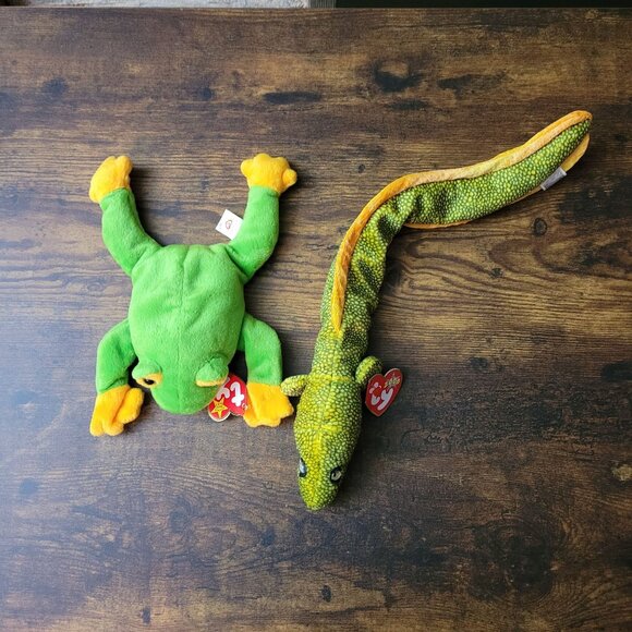 Ty Beanie Babies Morrie The Eel Smoochy The Frog Vintage NWT - Picture 2 of 8
